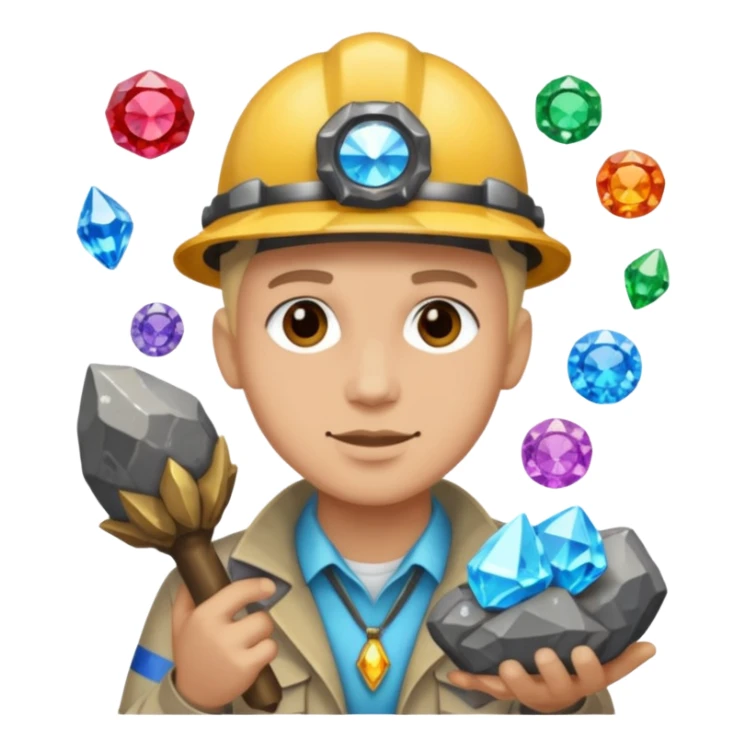 mineral rock fan geologist just face with lots of gem accessories sticker