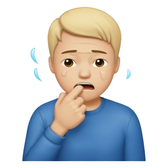 Crying emoji with fist covering mouth sticker