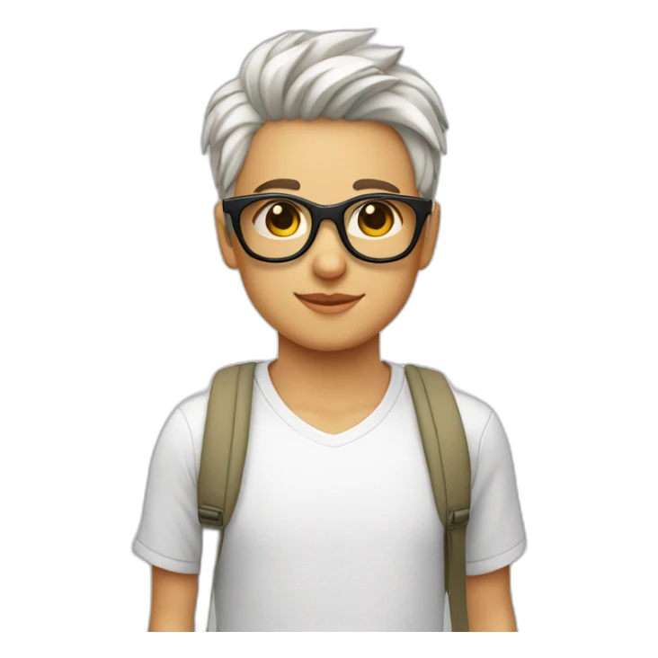 joven piel blanca gafas y gato sticker