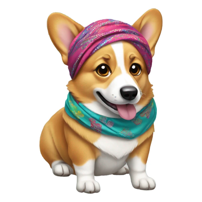 Corgi wearing bandana on head sticker