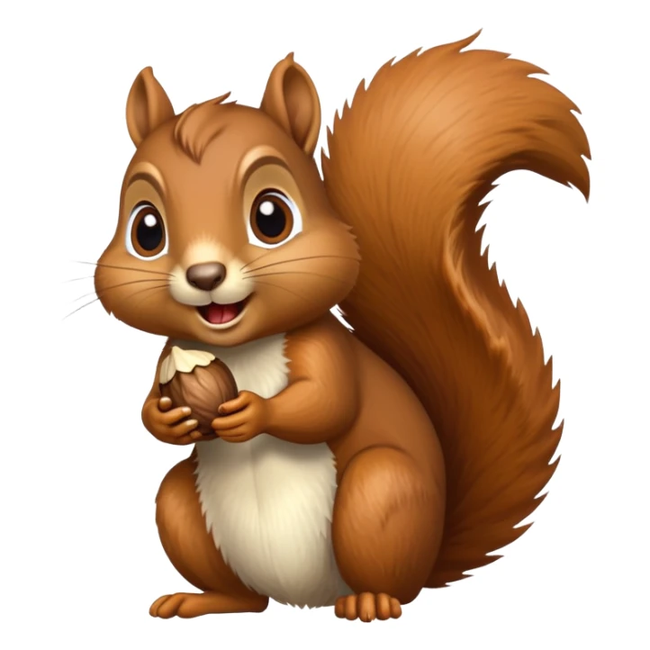 Squirrel with drool coming from mouth, hungry face, eyes fixed on acorn sticker