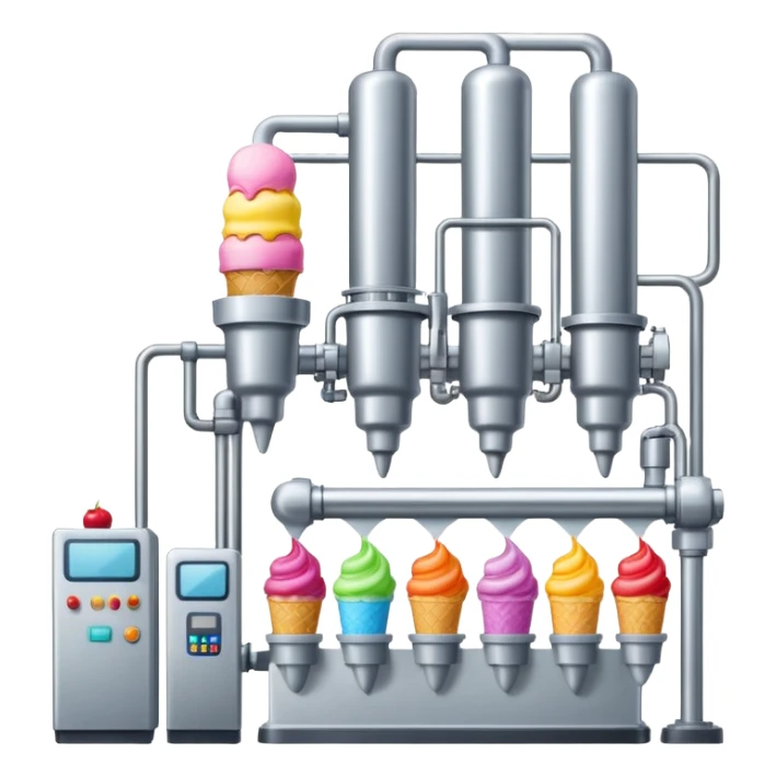 Ice cream factory with machines and production lines sticker