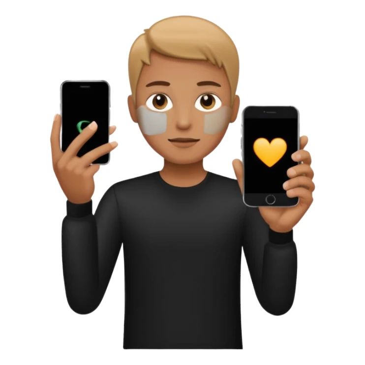 Black clothes and me holding a phone sticker