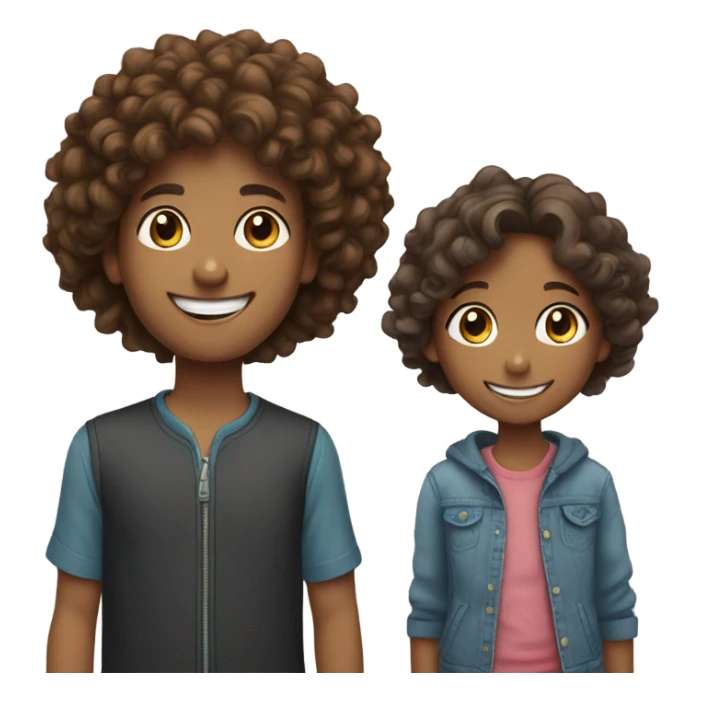 Smiling girl and boy indoors curly hair  sticker