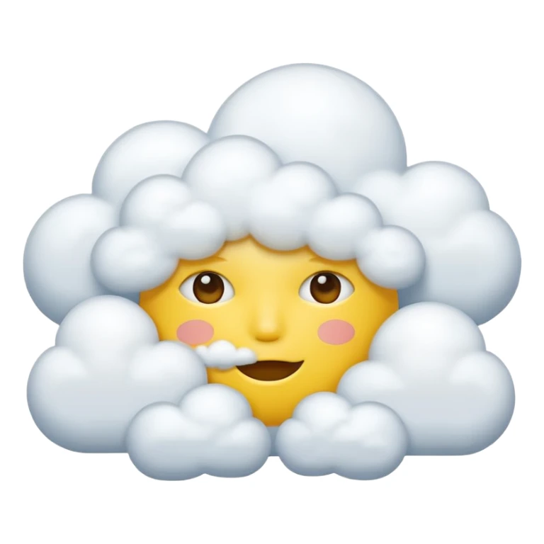 Yellow circle face covered in clouds cover a mouth add clouds on face cover clouds on mouth sticker