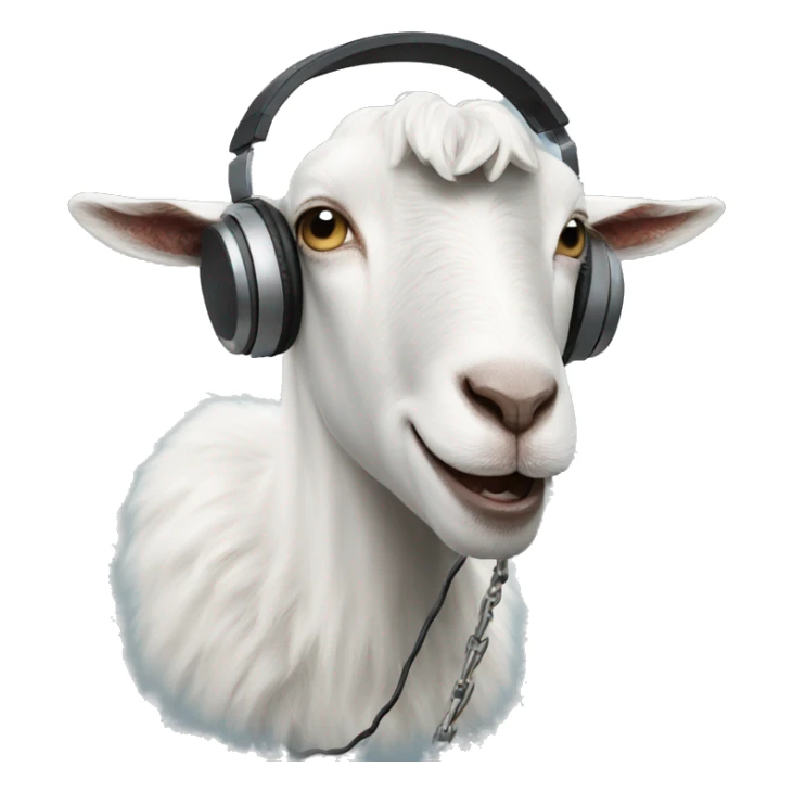 goat with headphones and a chain singing with a microphone sticker