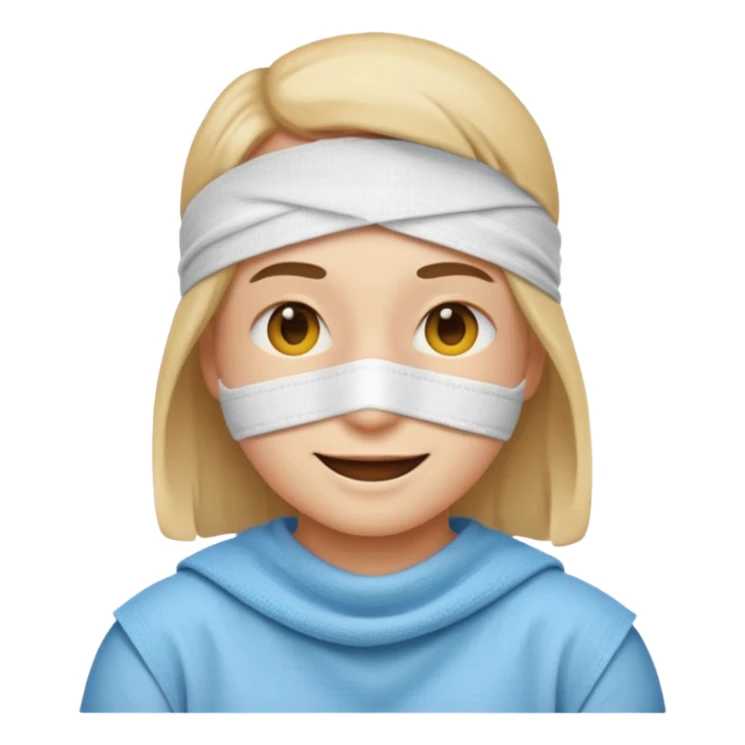 Emoji puts a bandage on his eyes sticker