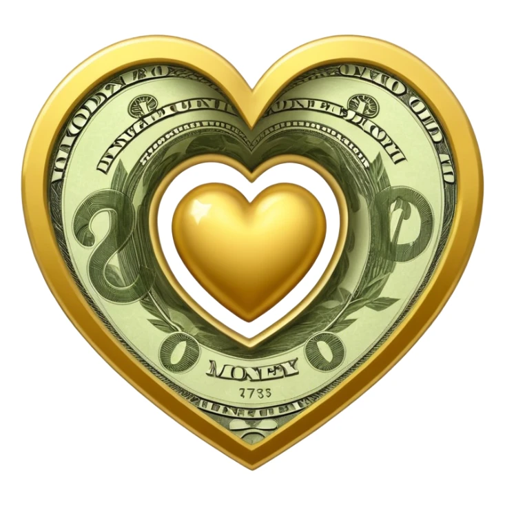 An heart composed of money. sticker