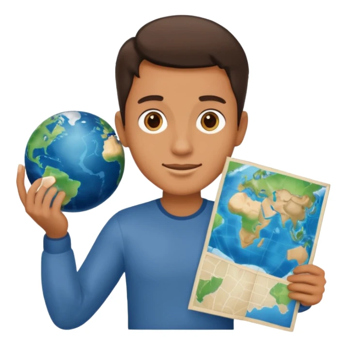 man holding a map of the earth @emoji sticker