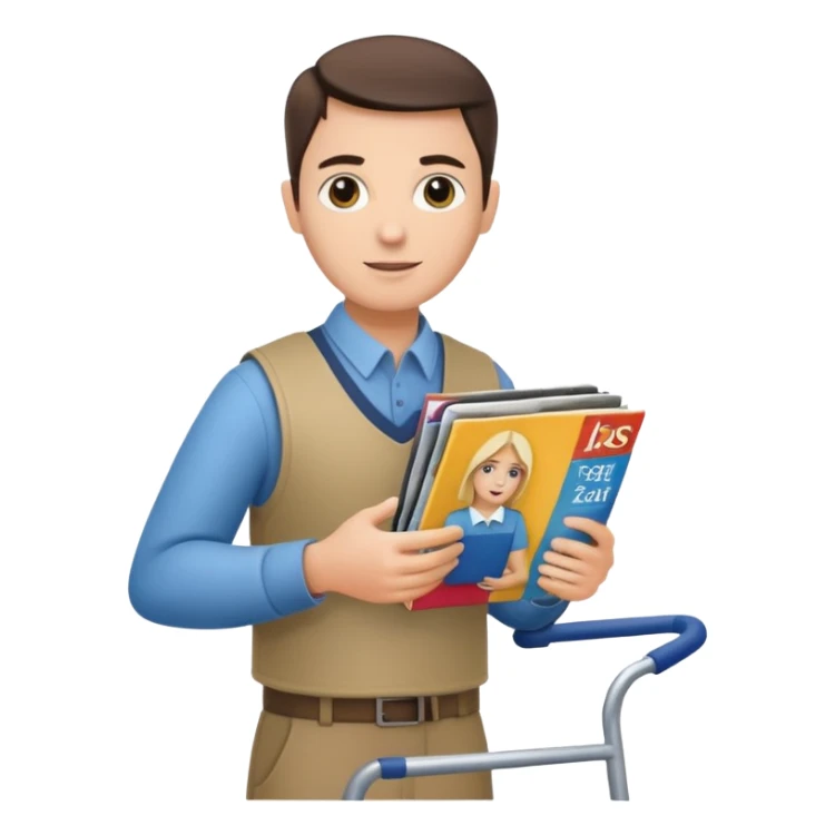 Testemunha de jeová com revista com carrinho de revistas sticker