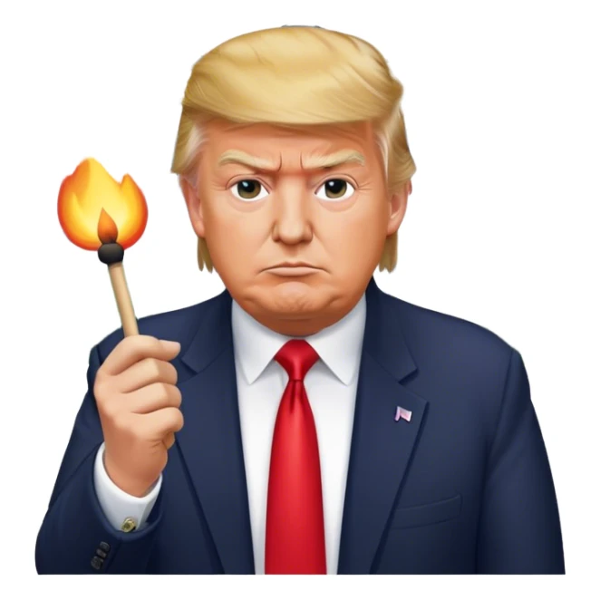 trump holding a match in front of the white house sticker