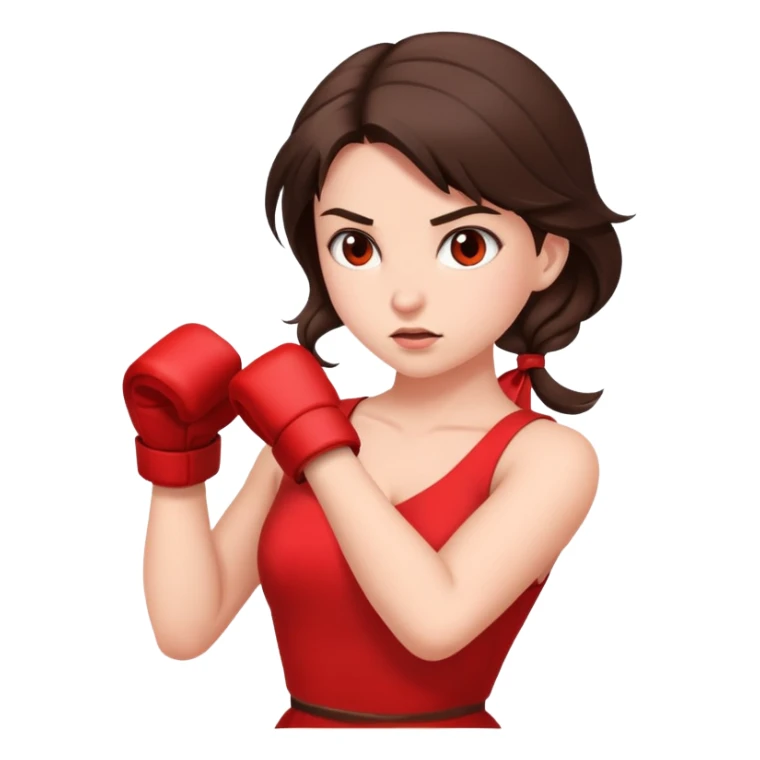 Fighting brunette girl red dress sticker