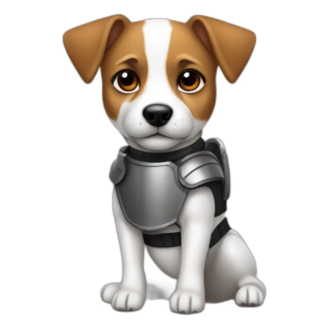 jack russell dog with black eyes in body armor sticker