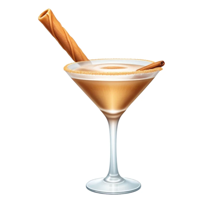 Cinnamon churro martini with one churro sticking out of the glass sticker