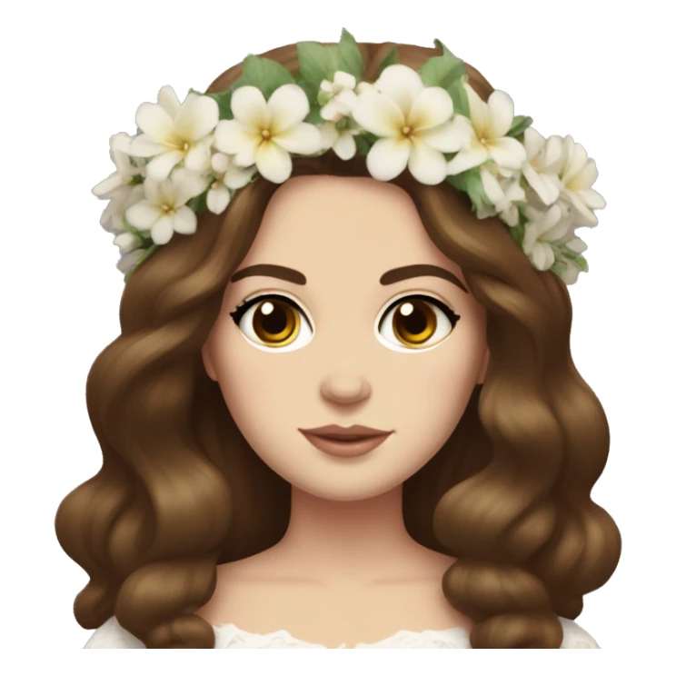 Lana del rey with brunette hair and a flower crown sticker