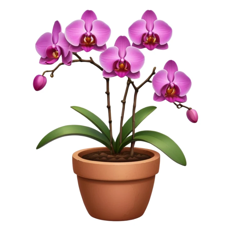 pink Orchid in a clay pot sticker