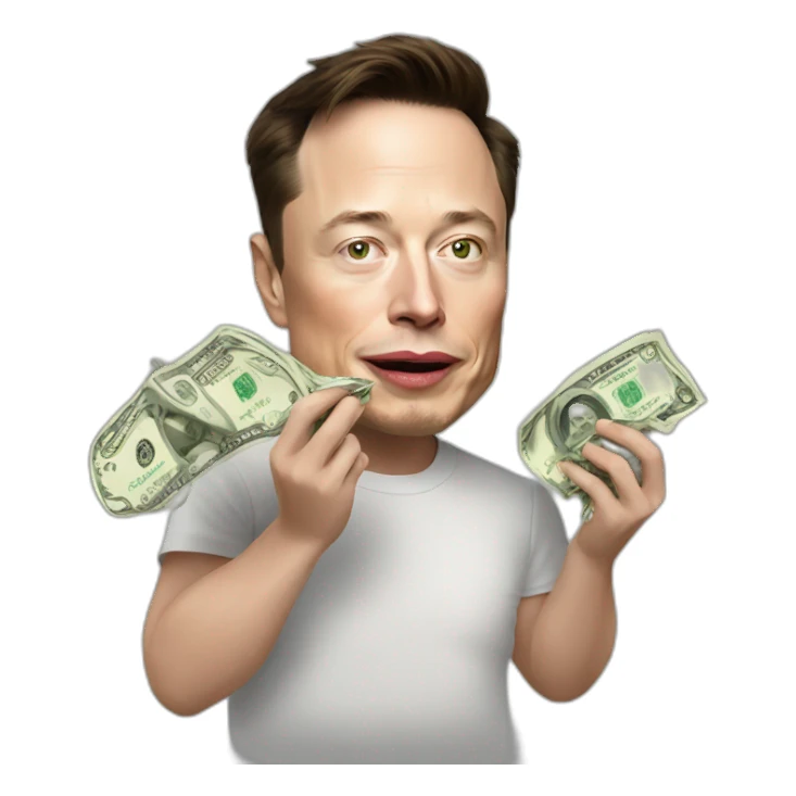 elon musk. eating money sticker
