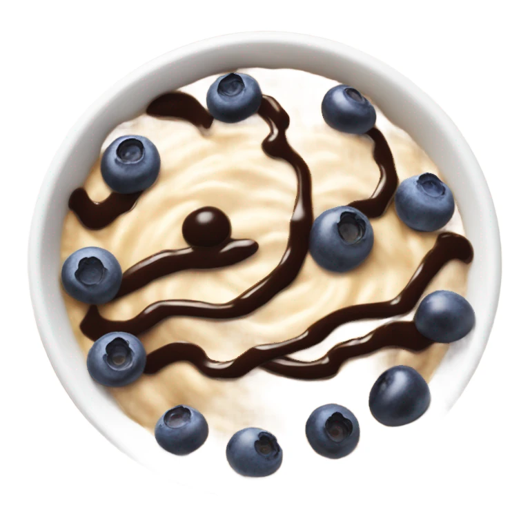 oatmeal in a bowl topped with blueberries and chocolate sauce sticker