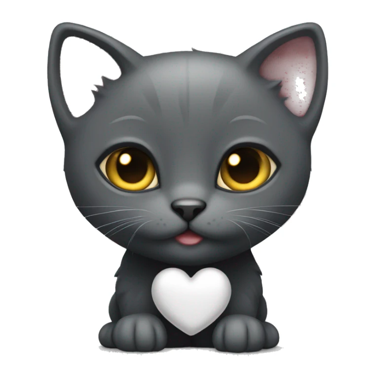 All dark grey kitten with heart eyes sticker