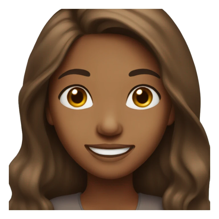 Medium brown Girl with long brown hair smiling  sticker
