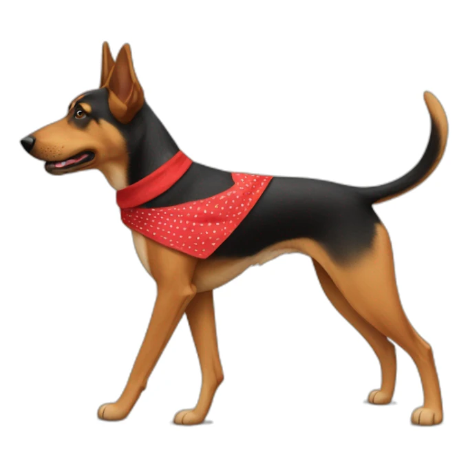 coonhound and German shepherd mix dog wearing red bandana and walking left sticker
