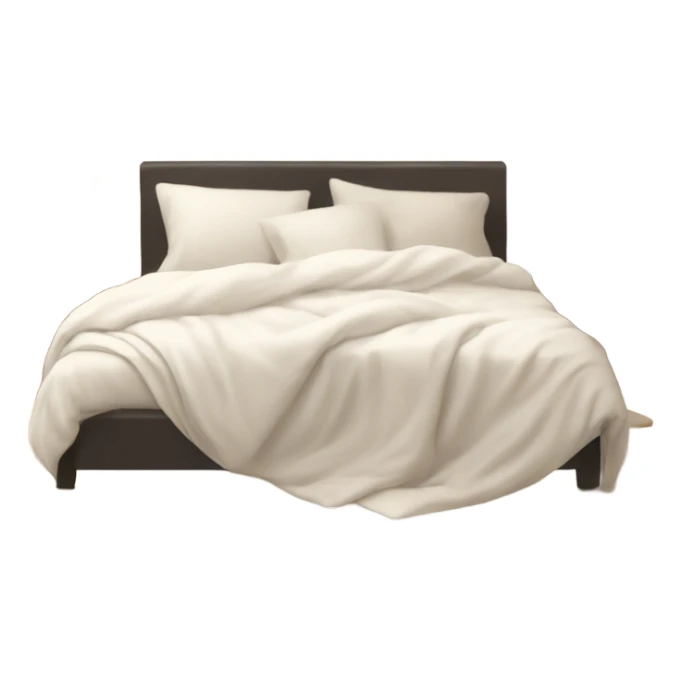 White bed with pillows and blankets, cozy vibe sticker