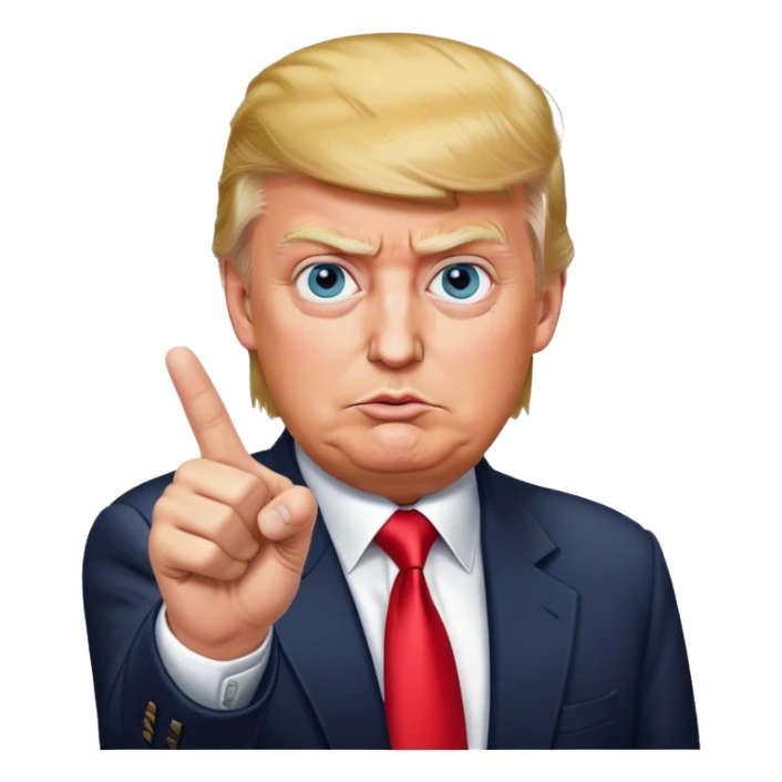 Super realistic Donald Trump pointing finger up, realistic eyes sticker
