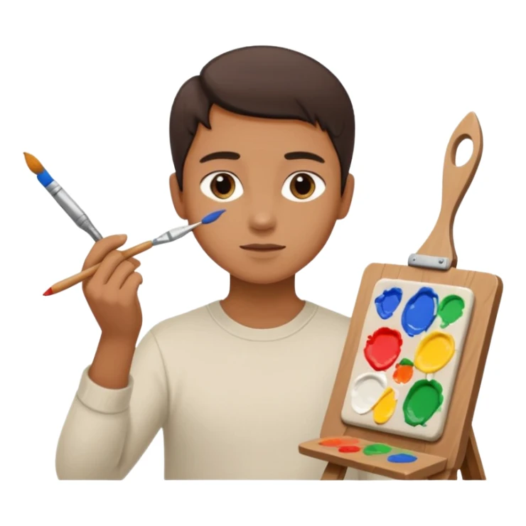 person quietly painting on canvas sticker