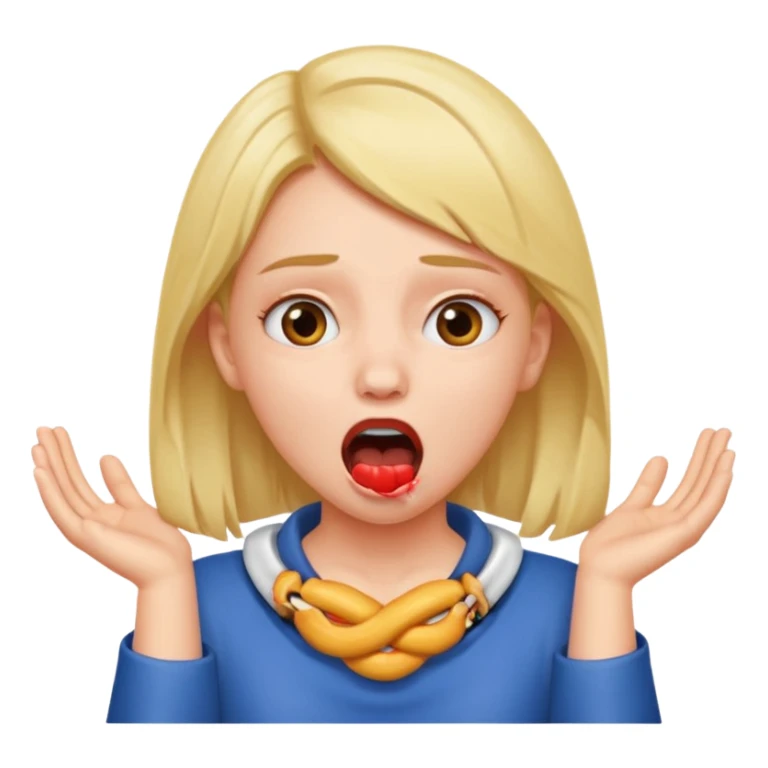 girl with two hands on her neck choking with mouth open and eyes crazy sticker