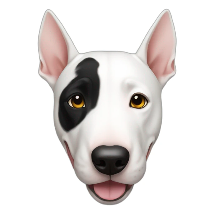 English bull terrier with black eye sticker
