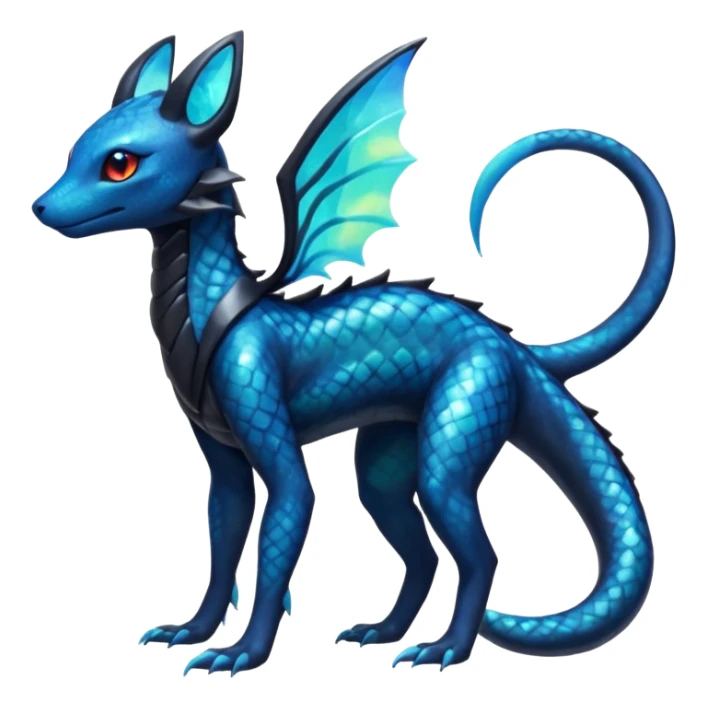 Scaley Exotic Salandit-Aurorus-Umbreon-Fakémon-hybrid-creature (full body)  sticker