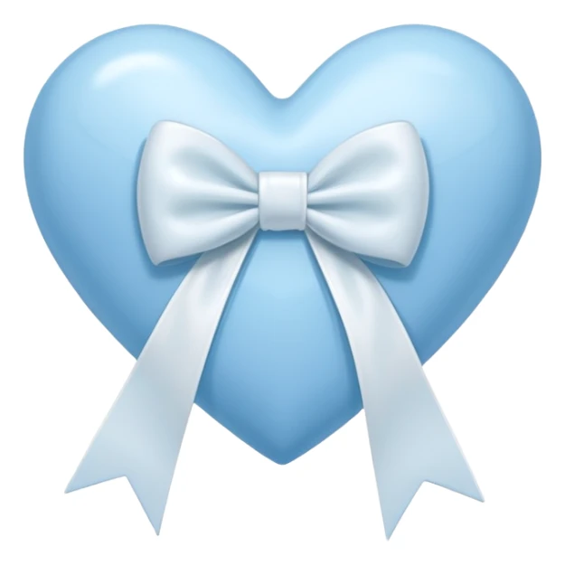 Pastel blue heart with a white ribbon  sticker