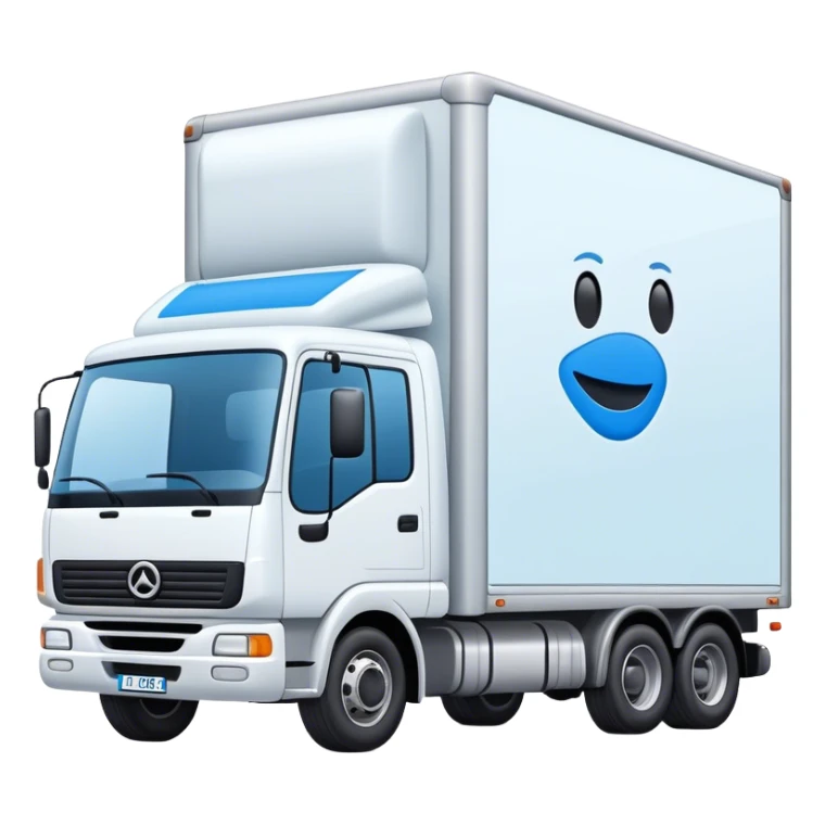 Camion blanc avec affiche bleu contenant sticker