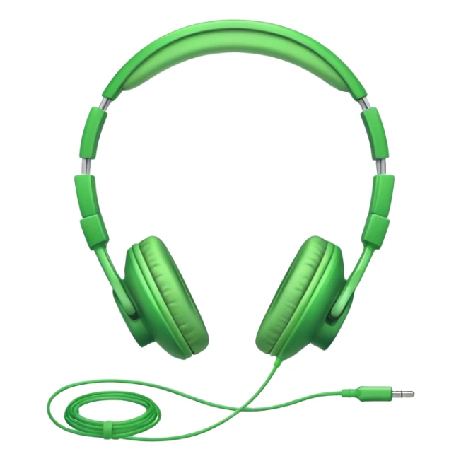 simple green headphones with one cord running down off the bottom edge sticker