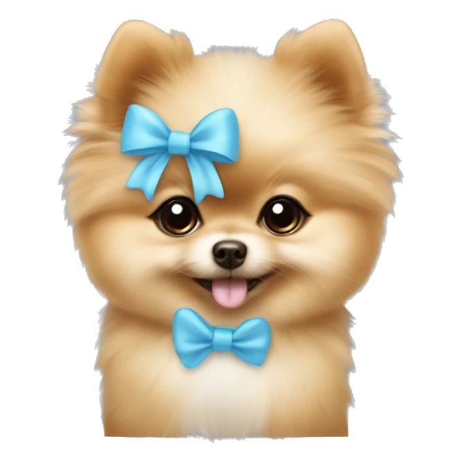 Pomeranian puppy with baby blue bow  sticker