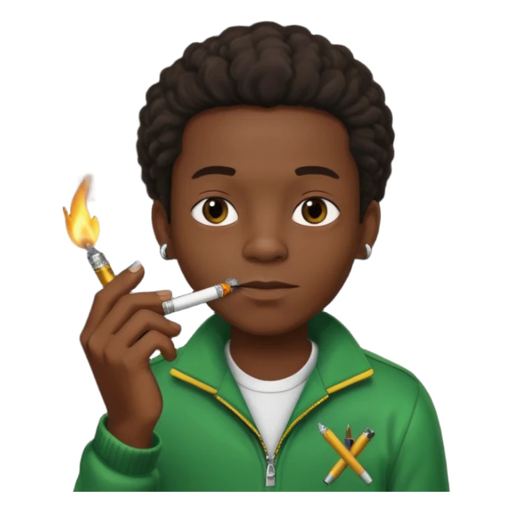 Jamaican boy smoking with lighter sticker