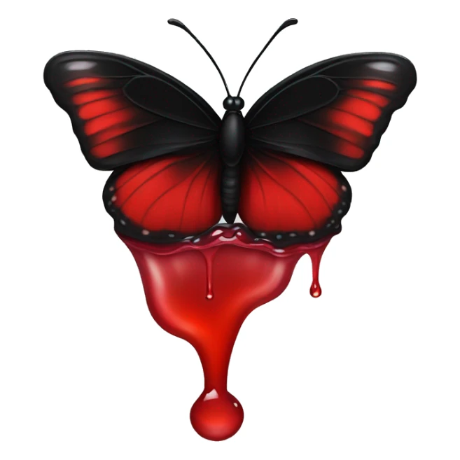 black butterly dripping red water sticker