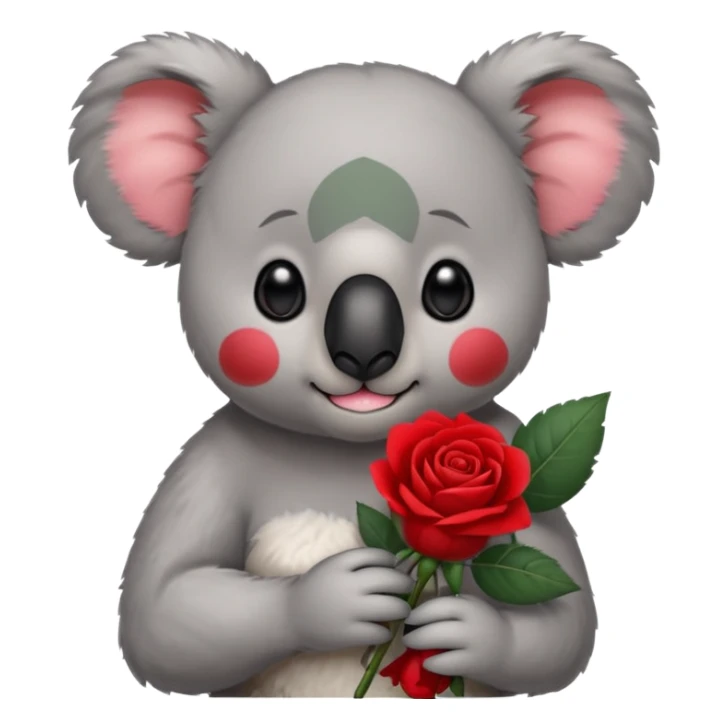 koala with a cold and a rose in the hands sticker