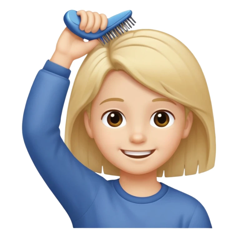 child combing their hair, happy and tidy sticker