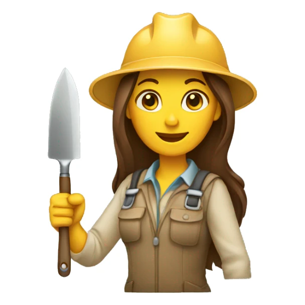 Female archaeologist holding trowel emoji sticker