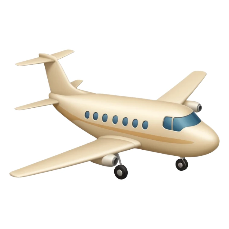 light beige (milky) airplane, Apple emoji style, simple shapes, no text sticker