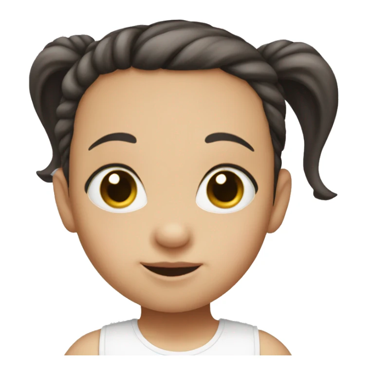 Brown-eyed, white baby with two dark pigtails sticker