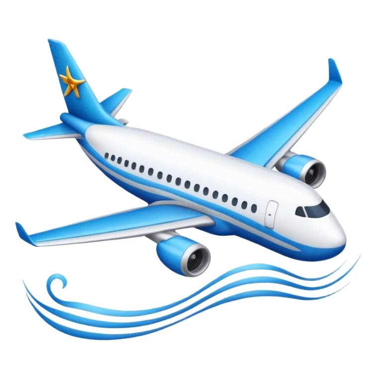 emoji for AsiaLuxe Travel with blue wavy lines as sky or water and a small airplane sticker