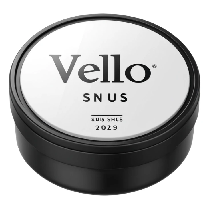 Create an emoji-style illustration of a regular VELO snus can. The can should be round, sleek, and minimalistic, with a white plastic lid and the VELO logo clearly visible. Keep the design clean and simple, matching typical emoji aesthetics, with subtle shadows and a smooth 3D look. sticker