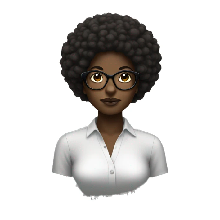 Dark skin black woman with Afro and glasses  sticker