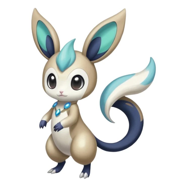 Colorful Skilled Adept Graceful Asian Painted Meloetta-Minccino-Absol-Emolga-Pachirisu-fusion-hybrid-creature (full body) sticker