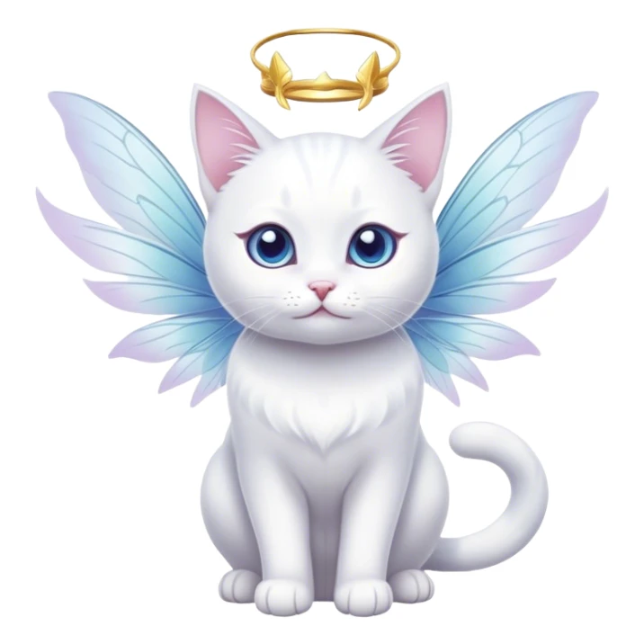 white cat with fairy wings  sticker