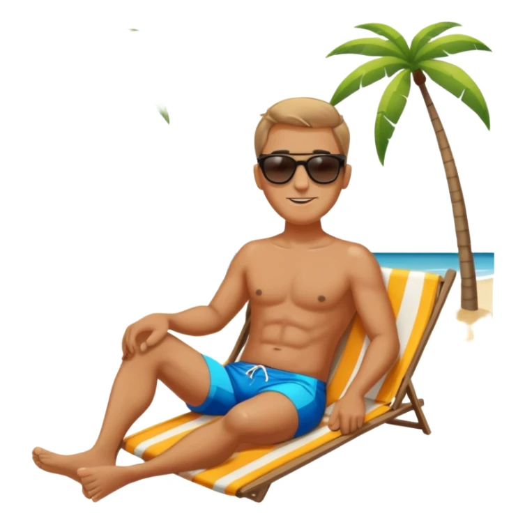 Man relaxing on beach with sunglasses and swim shorts sticker