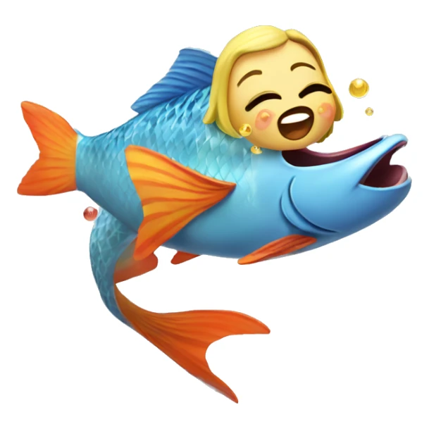 happy singing girlswimming crazy fish sticker