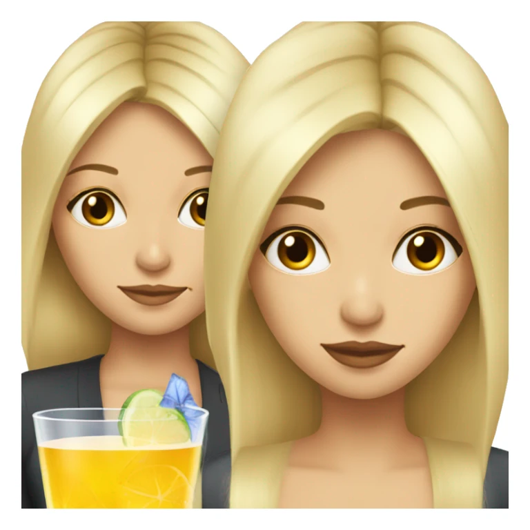 Blonde and straight hair girl sustaining cocktail sticker